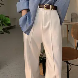 Pantalones de pierna ancha de cintura alta para mujer, ropa de oficina, traje suelto elegante, Pantalones rectos de calle alta, primavera y otoño