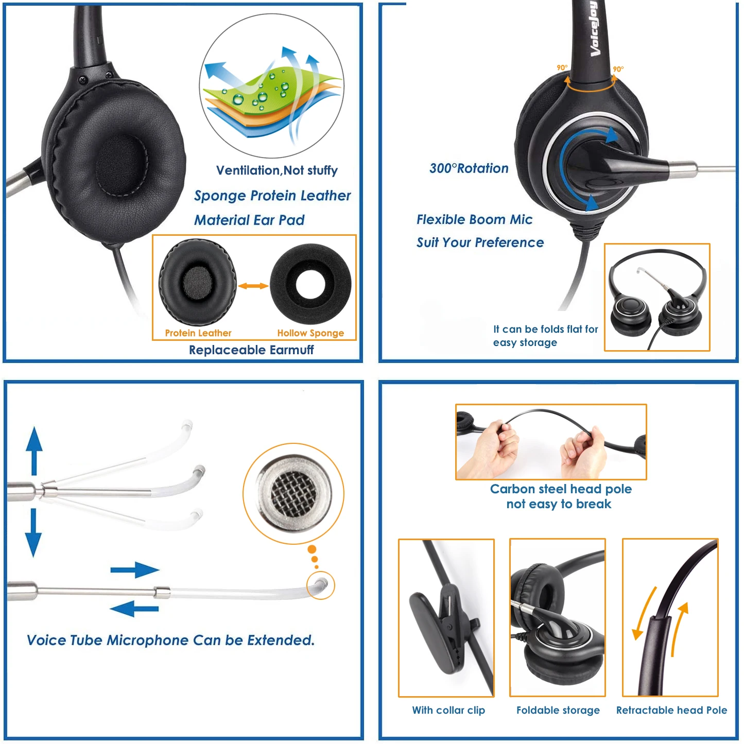 QD headset with RJ9 Plug With Noise Cancelling Micro for Yealink, P anasonic, Snom, Grandstream,AVAYA 1600 9600 Series phones