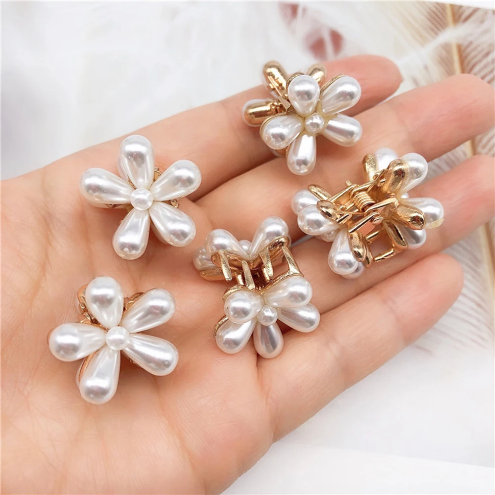 Mini pinces à cheveux en perles pour femmes et filles, épingles à cheveux fleur, pinces crabe rétro, mini petites barrettes, accessoires pour cheveux, 1 pièce