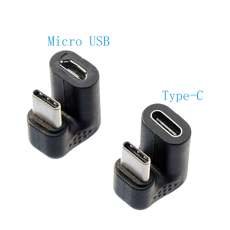 U Shape Angled Type C Cable Adaptor USB Type C & Micro USB Female Easy for Cell Phone GameFor Huawei Samsung Xiaomi