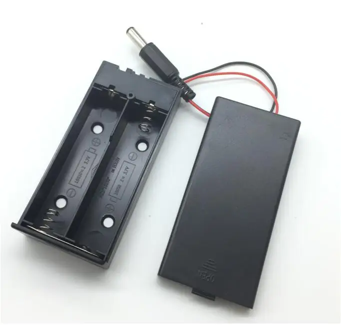 

20pcs/lot Battery Case 2 Slots For 2 x 18650 7.4V Batteries Holder Storage Box With 5.5x2.1mm DC Plug ON/OFF Switch Wire Leads