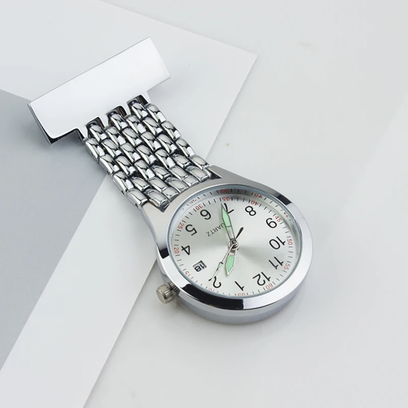 Fob Nurse Pocket Watch Classic Nurse Watches Stainless Vintage Date Calendar Lapel Clock Gift for Hospital Doctor Dropshipping