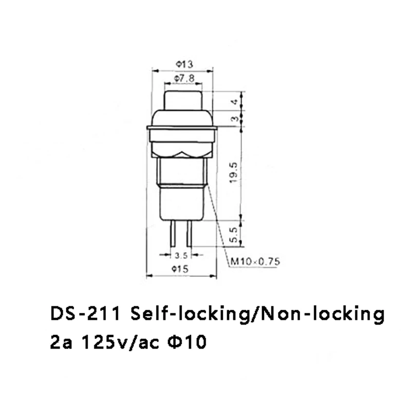 5 قطعة DS-211 213 10 مللي متر مستديرة لحظة الذاتي إعادة تعيين/الذاتي قفل مفتاح بـزر دفع es ON-OFF أحمر أخضر مفتاح بـزر دفع