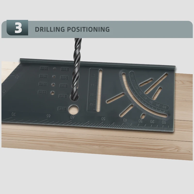 VVOSAI Wood Working Ruler Multifunctional Angle Ruler 3D Mitre Angle Measuring Gauge Square Size Marking Gauging Carpenter Tool