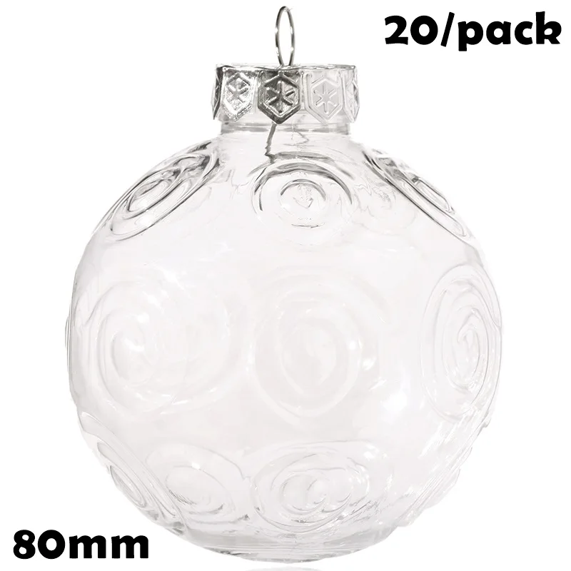 

20 Pieces x DIY Paintable/Shatterproof Christmas Decoration Ornament, 80mm Plastic Rose Sphere Bauble Ball