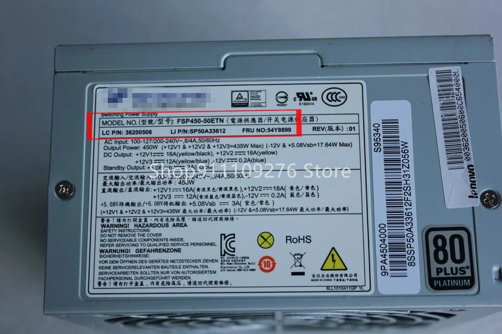 

Оригинальный разборный блок питания для Lenovo TFX, FSP450-50ETN 14 + 4 + 6PIN, макс. 450 Вт