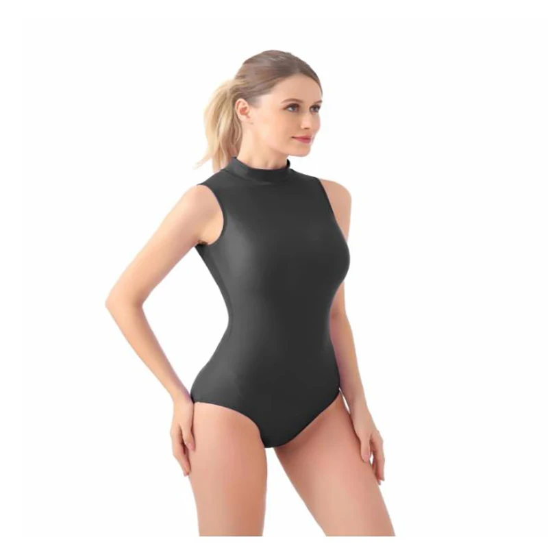 Speerise – body à col montant pour femmes et filles, sans manches, hauts à col roulé, pour adultes, ballerines, Leotard, Costume de danse de Ballet