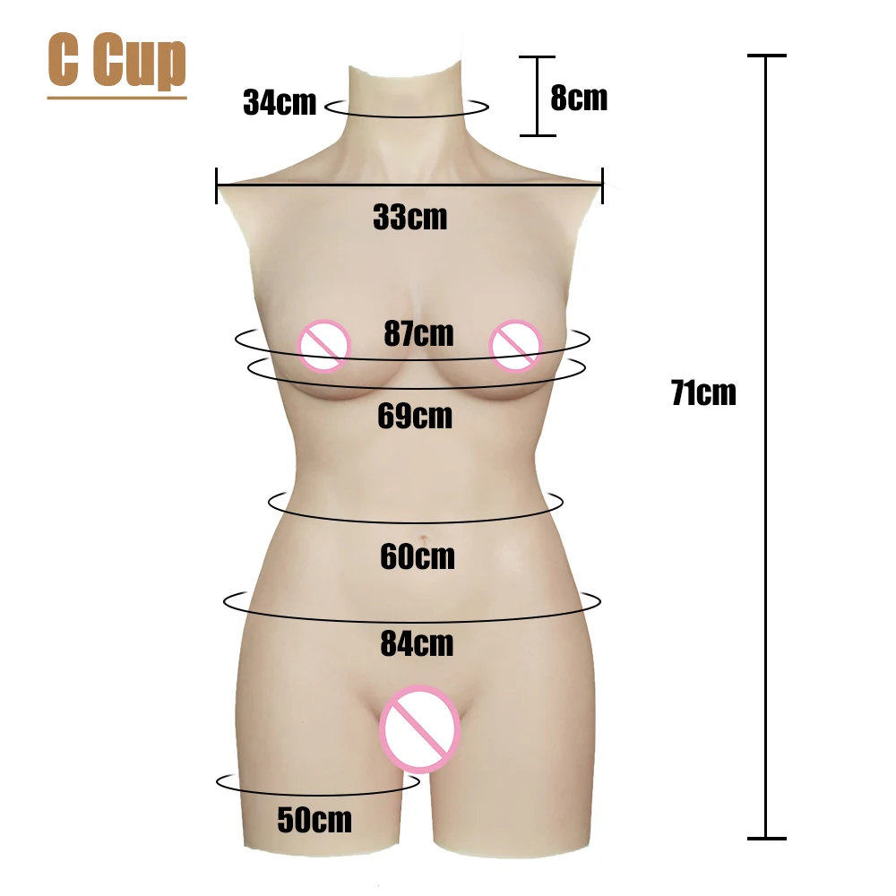 KnowU Crossdress Silicone Bodysuit C Cup Breasts Penetrable Vagina No Zipper Transgender Cosplay Drag Queen MTF Shemale