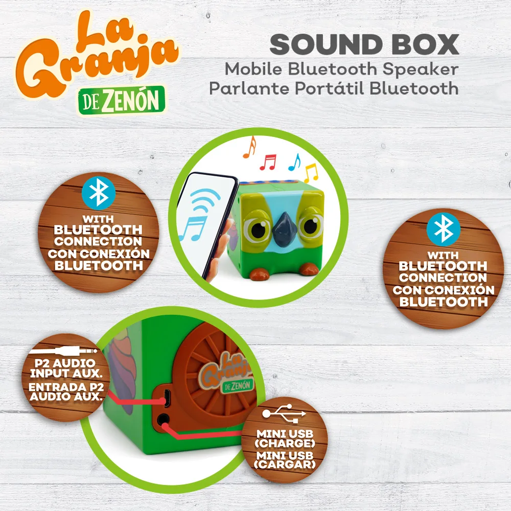 La Granja De Zenon Alto-falante Bluetooth sem fio, leitor de música eletrônica portátil, caixa de som animal para crianças