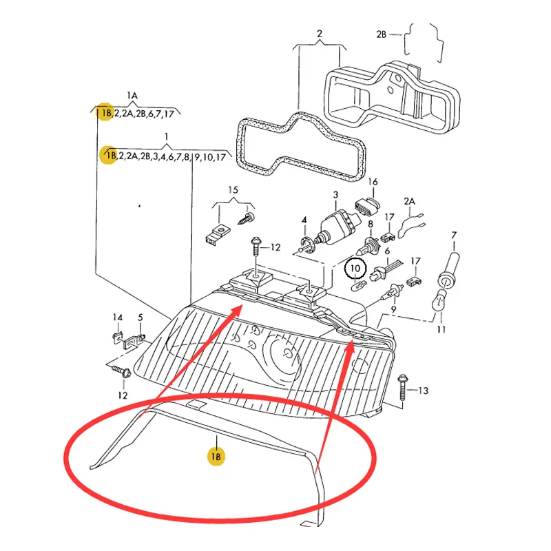 2 pcs 4B0 941 191 4B0 941 192 for audi A6C5 Headlight seal strip waterproof accessories under the headlights plastic 4B0941192