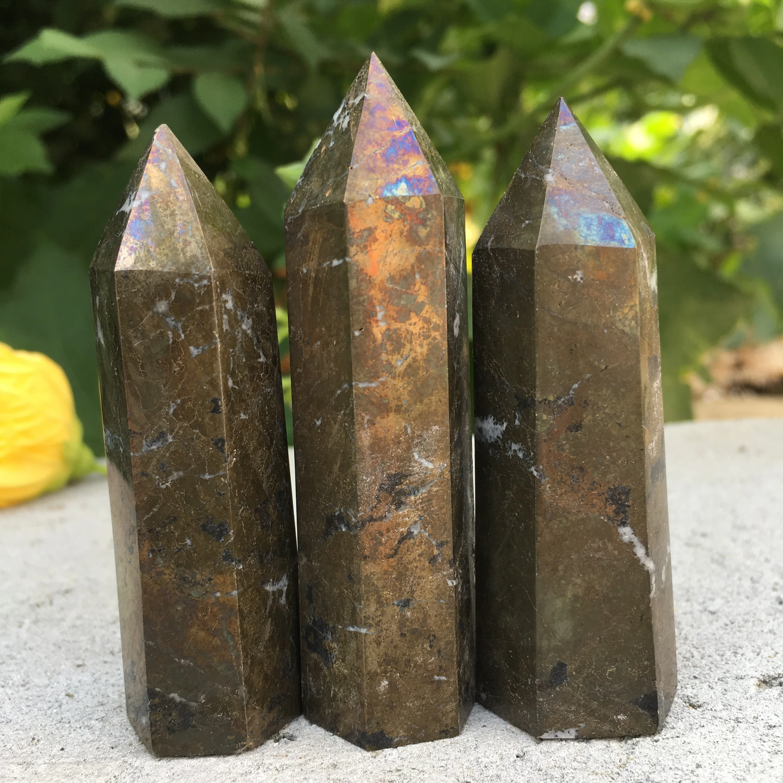 RareNatural Copper Pyrites Wand Healing Crystal Six Siege Point Minerale Gemstone Obelisk Home Art Decoration Reiki Chakra Gift