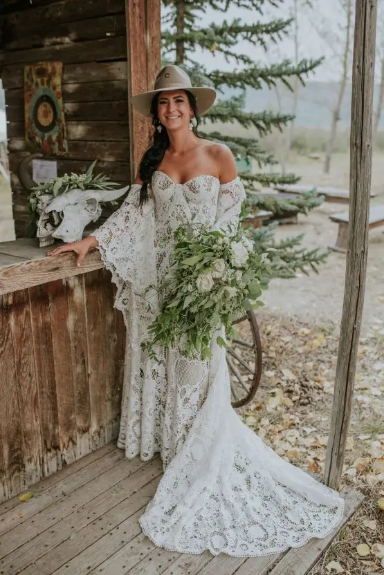 Epic-vestidos de novia de granja campestre canadiense, Vintage, encaje de ganchillo, Hippie, bohemio, campana, manga larga, 2021