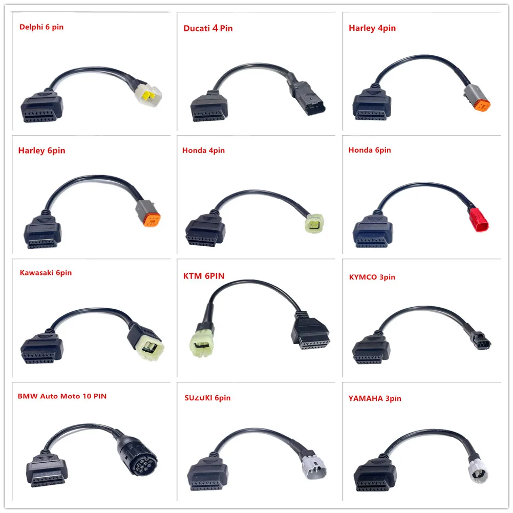 Hot Selling Motorcycle Connector OBD Extension Cable For del-phi/Du-cati/Har-ley/Hon-da /Ka-wasaki/TM /KYM-CO/BW-M /SUZ-UKI/YA-M