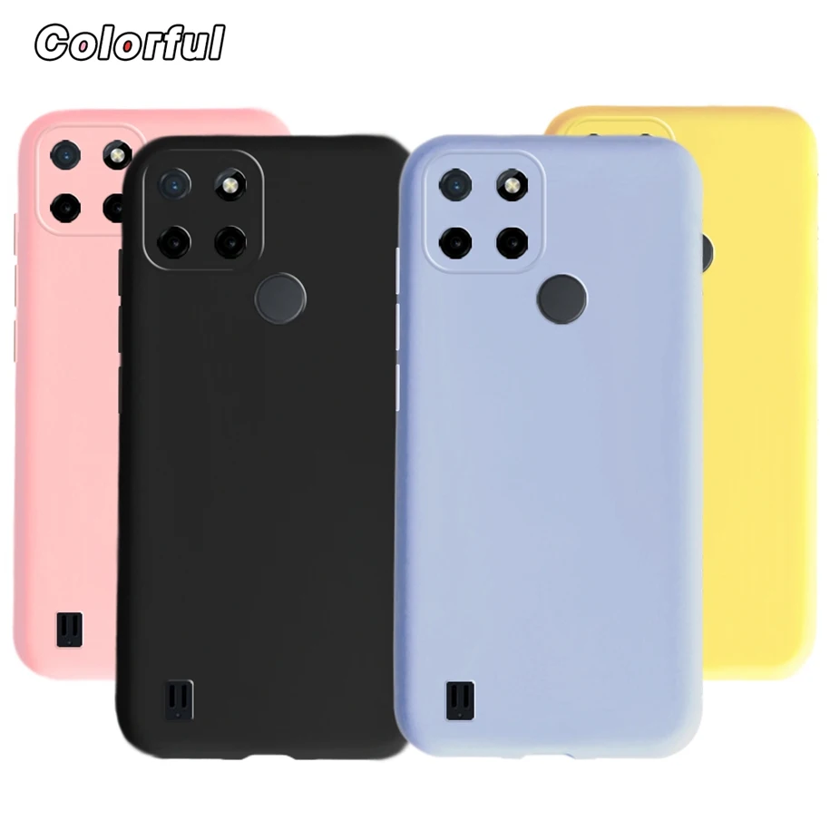 Candy Color Case For Realme C21 RMX3201 Yellow Black Soft Cover For Oppo Realme C21 C21Y C 21 Coque RealmeC21 Y Global Phone Bag