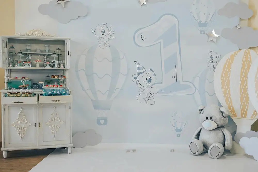 Pano de fundo para fotografia, balão de ar quente, para bebês recém-nascidos, cenário fotográfico, estrelas do urso, decoração para estúdio