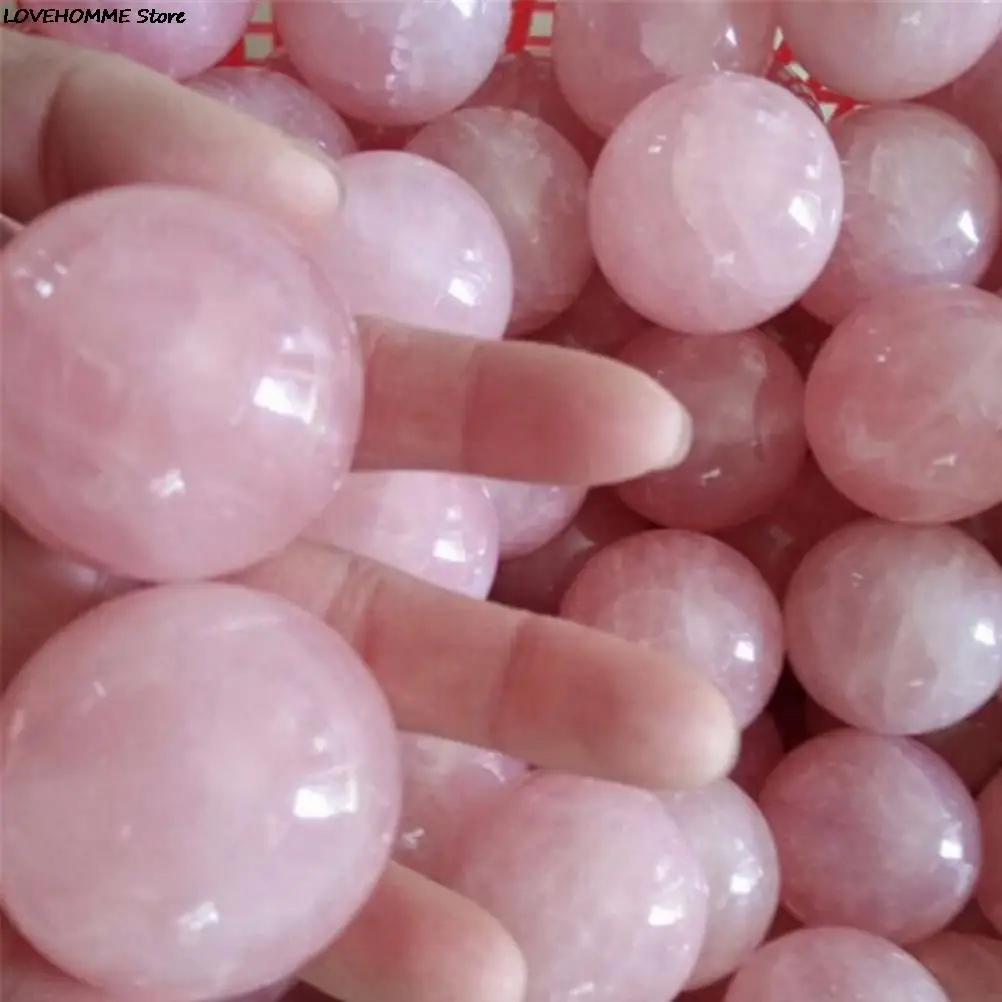 Healing Crystal Natural Pink Rose Quartz Gemstone Ball Divination Sphere Collection 20mm Wedding Decor