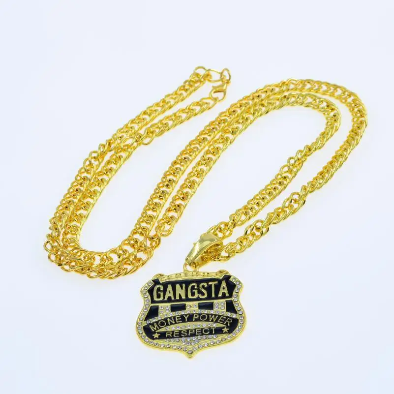 2021 Gangsta Rap models fashion jewelry Europe and the United States big men\'s hip hop badge shape pendant necklace jewelry