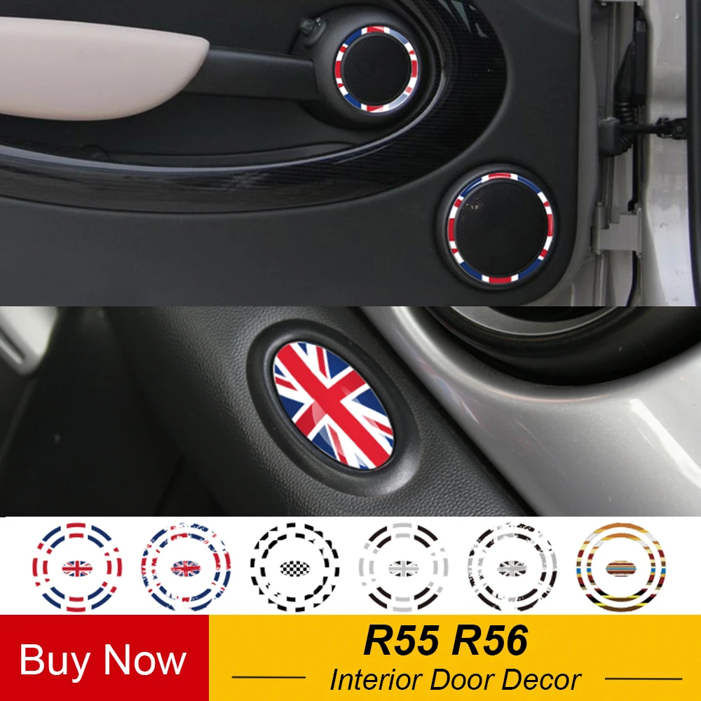 Interior Door Panel Audio Loudspeaker Ring Decoration Stickers Decal for MINI COOPER JCW R55 Clubman R56 Hatchback Car Styling