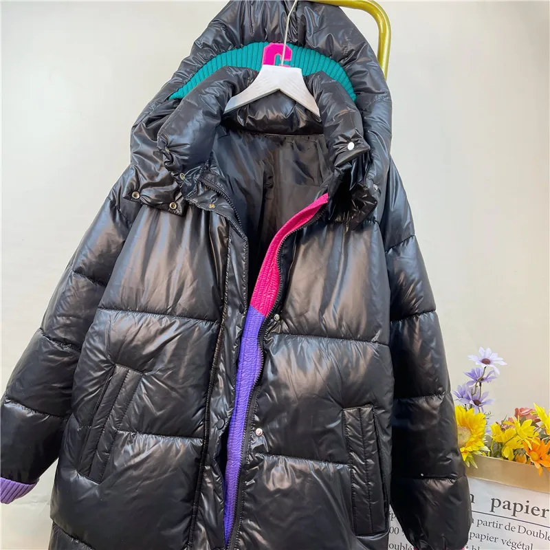 Womens Long White Duck Down Jacket With Hood Detachable Female Thick Loose Soft Down Coat Windproof Casual Feather Coats