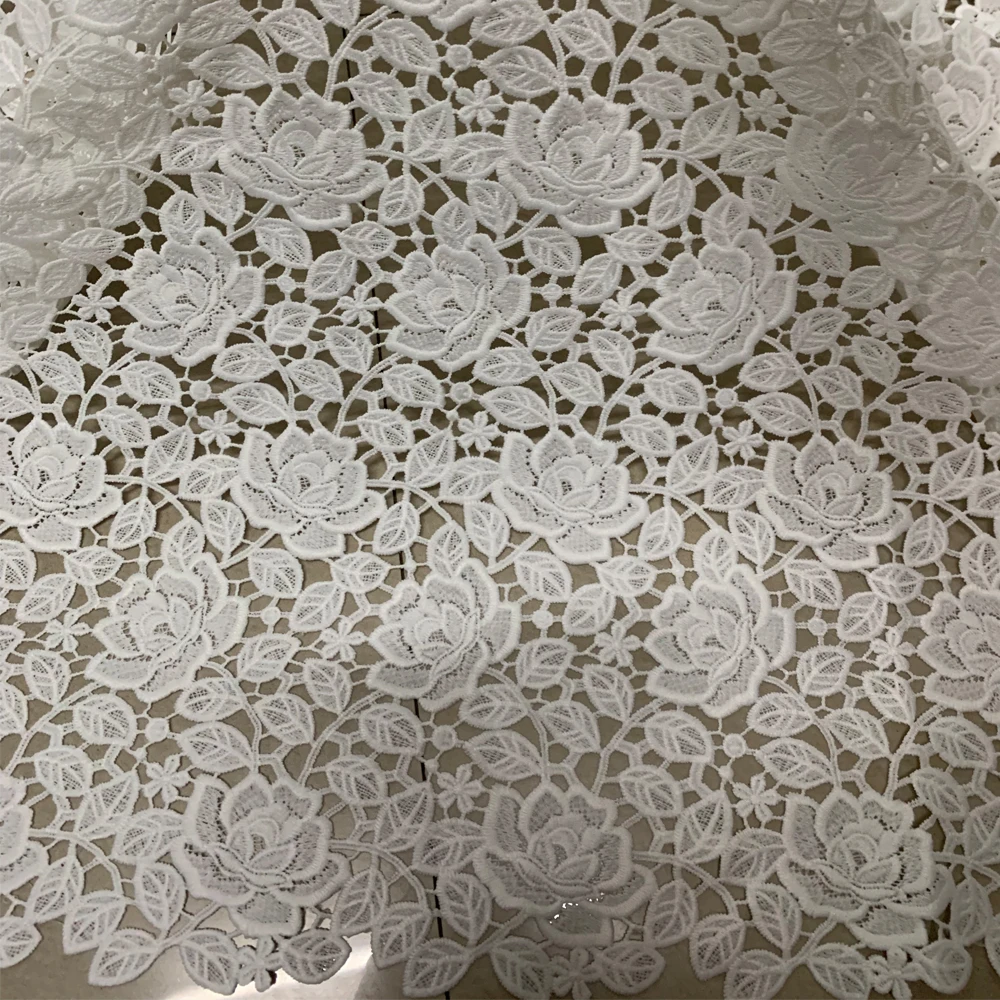 5yards Latest African Water Soluble Milk Silk Lace Fabric For Wedding Dress 2019 High Quality Nigerian Guipure Cord Lace Fabric