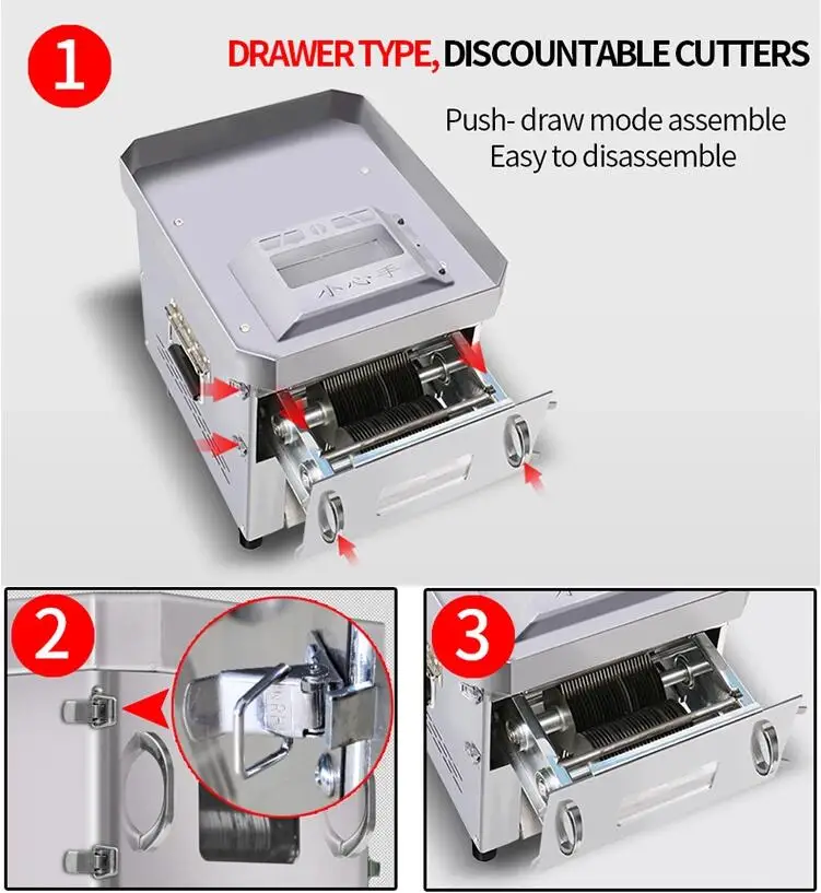 حار بيع الفولاذ المقاوم للصدأ قطاعة اللحوم سحب نوع سكين مجموعة شرائح مقصوصة التجارية المنزلية قطاعة اللحوم الكهربائية