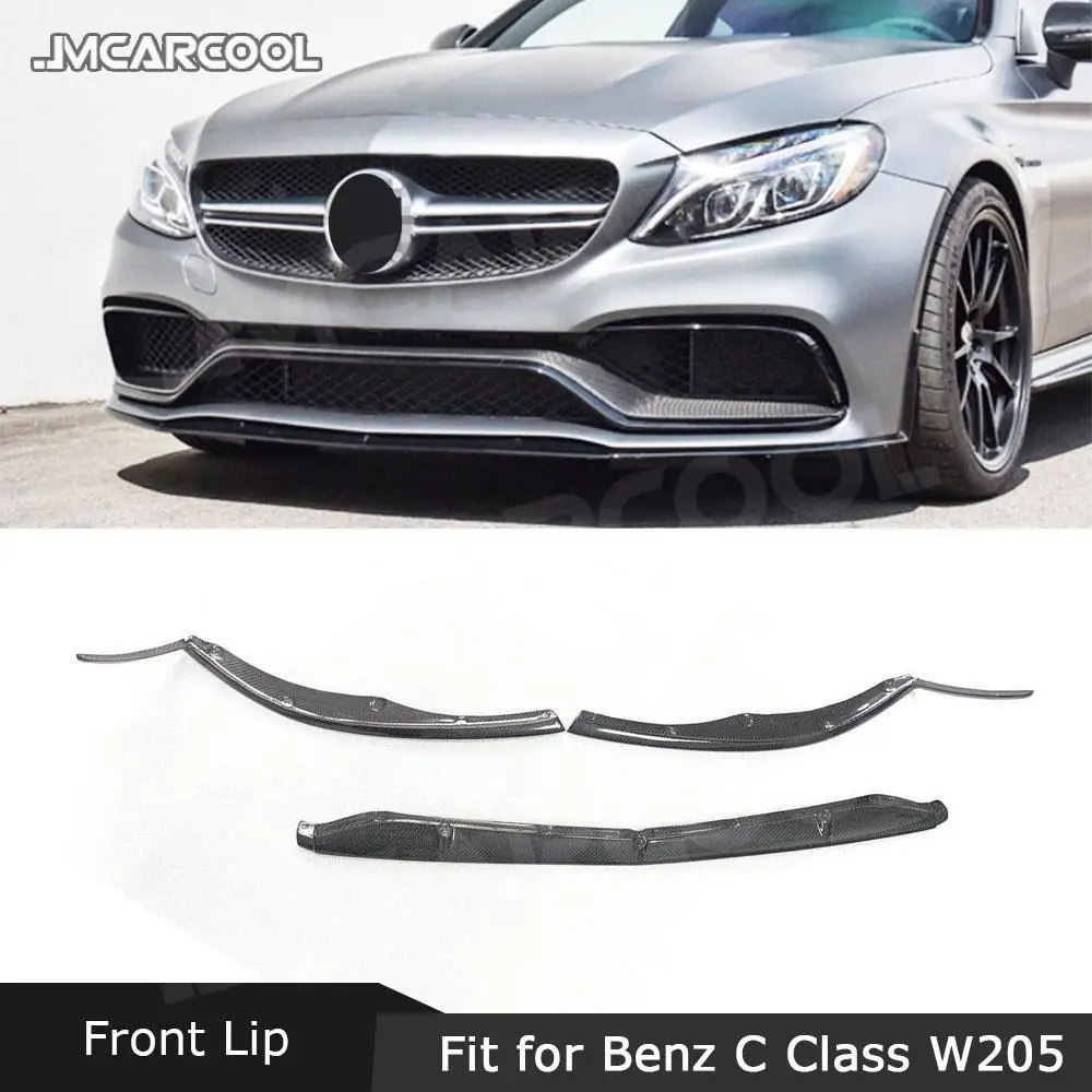 

3 шт., передний бампер из углеродного волокна для Mercedes Benz C Class W205 C205 C63 AMG Coupe 2 двери 2015 - 2019 FRP