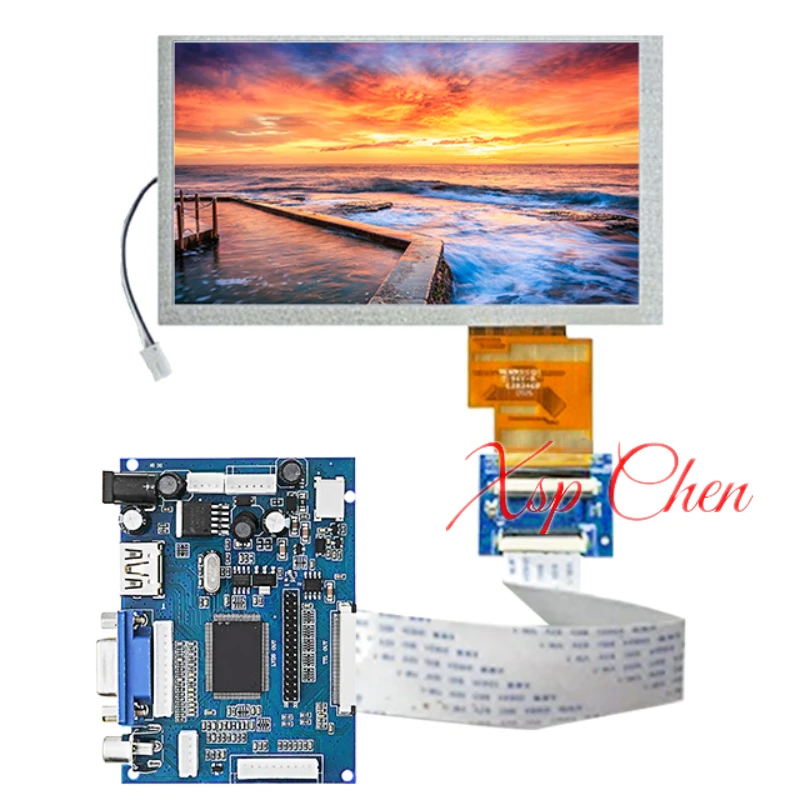 Free shipping CLAA062LA02CW 6.2 inch 800*480 tft LCD panel display 6.2 inch LCD module with VGA HDMI to lvds control board