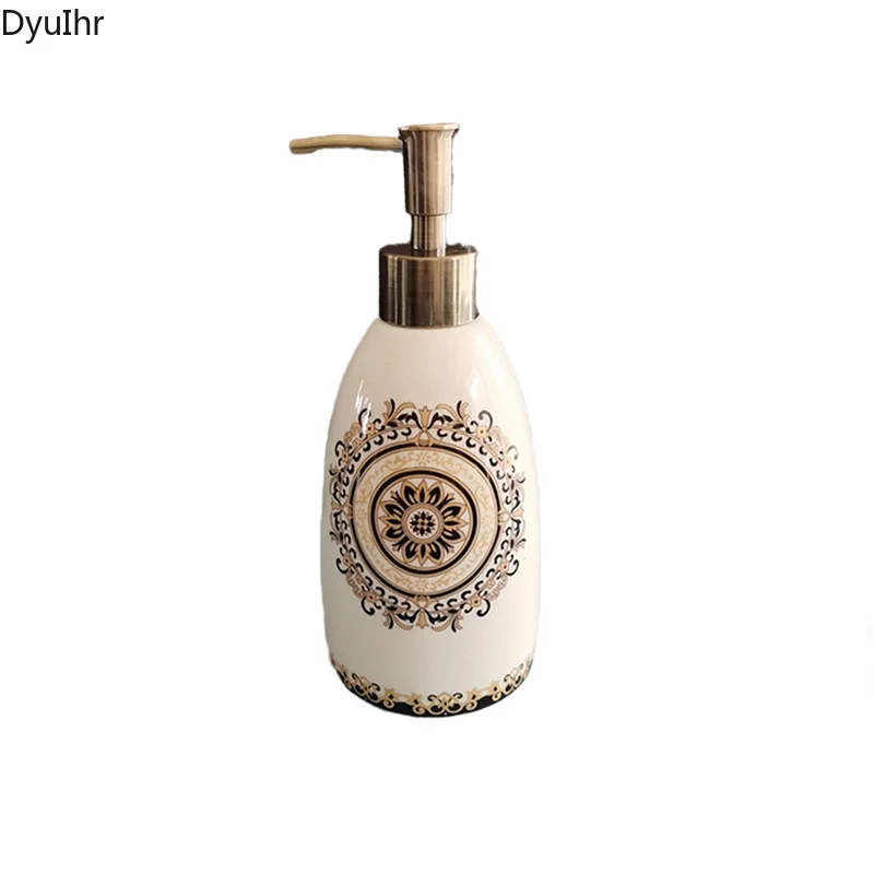 DyuIhr-Frasco cerâmico criativo do desinfetante da mão, estilo americano, engarrafamento líquido do detergente do gel do chuveiro, dispensador do sabão da cozinha