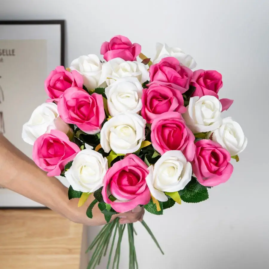 1/5 قطعة الزهور الاصطناعية باقات الورد الزفاف اكاليل الزخرفية عيد الميلاد عيد الحب المزهريات حديقة المنزل نباتات وهمية #3