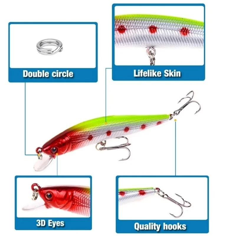 Iscas de pesca flutuantes wobbler, iscas artificiais duras para pesca, crankbait, pesca de carpas, equipamento de pesca, 8.2g, 10cm, 1 peça