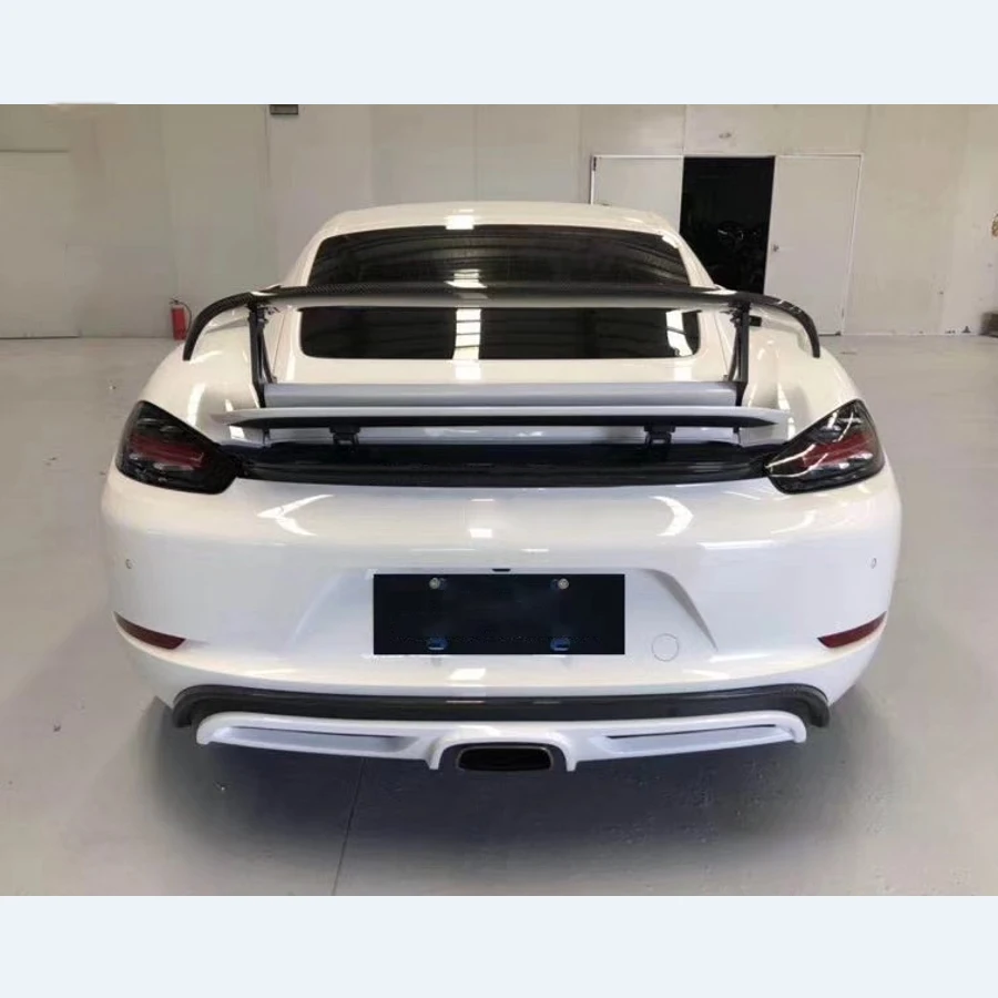 Fibra de carbono gt asa techart estilo para porsche 718 boxster 981 cayman brilhante ta tronco spoiler bootlid splitter lábio guarnição