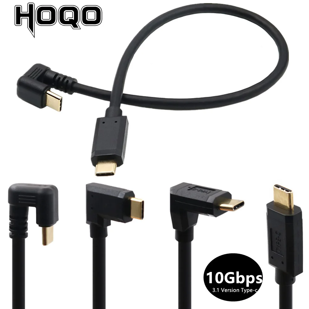 Hoqo – câble USB USB-C Gen2 4K 60Hz/type-c mâle/mâle avec Angle de 180 degrés, pour recharge et synchronisation de données, 3.1/180 °