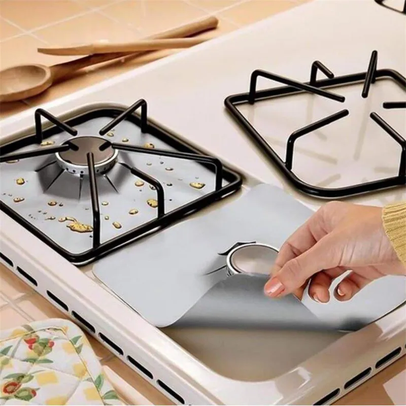 Kitchen Accessories Tool Reusable Aluminum Foil Gas Stove Burner Cover Protector Liner Clean Mat Pad File Injuries Protection