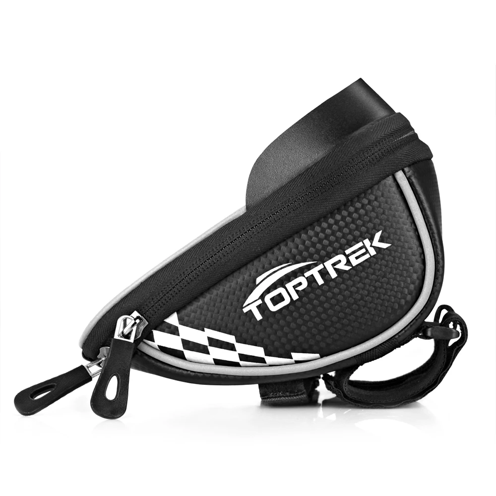 TOPTREK Cycling Bicycle Bag Bike Top Tube Handlebar Bag Phone Mount Holder For Cellphone Below 5.5 Inch Waterproof Front MTB Bag