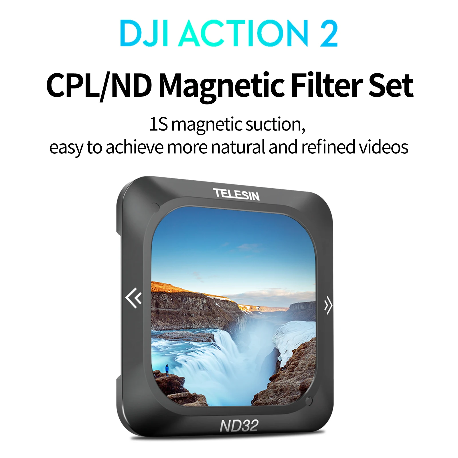 Magnetic ND Filters Compatible with DJI Action 2 Camera 4-Pack (CPL, ND8, ND16, ND32) Filters Set Accessories