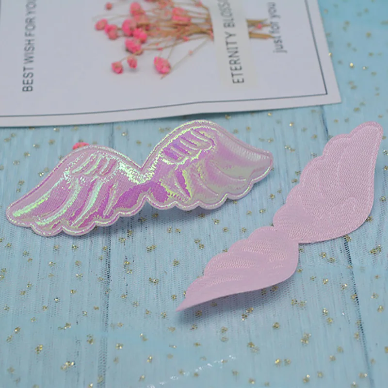 Colored shiny angel wing patches for hand decoration and hair accessories, set of 40 pcs, 10.5x3 cm