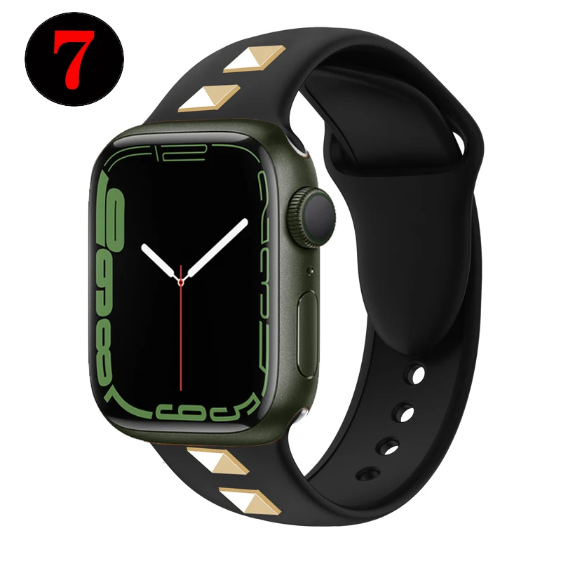 Silicone Studded Strap for Apple watch series 7 6 5 4 3 band for iwatch silicone band punk rivet style 38mm 40mm 42mm 44mm Band