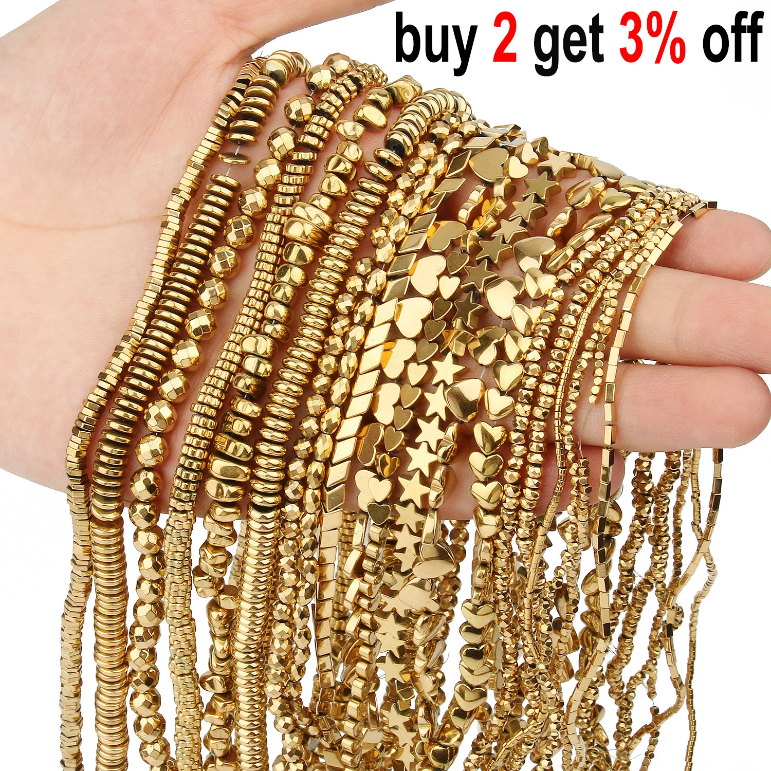 Retention Color AAA+ Gold Plated Hematite Beads Natural Stone Irregular Geometric Beads For Jewelry Making Diy Bracelet