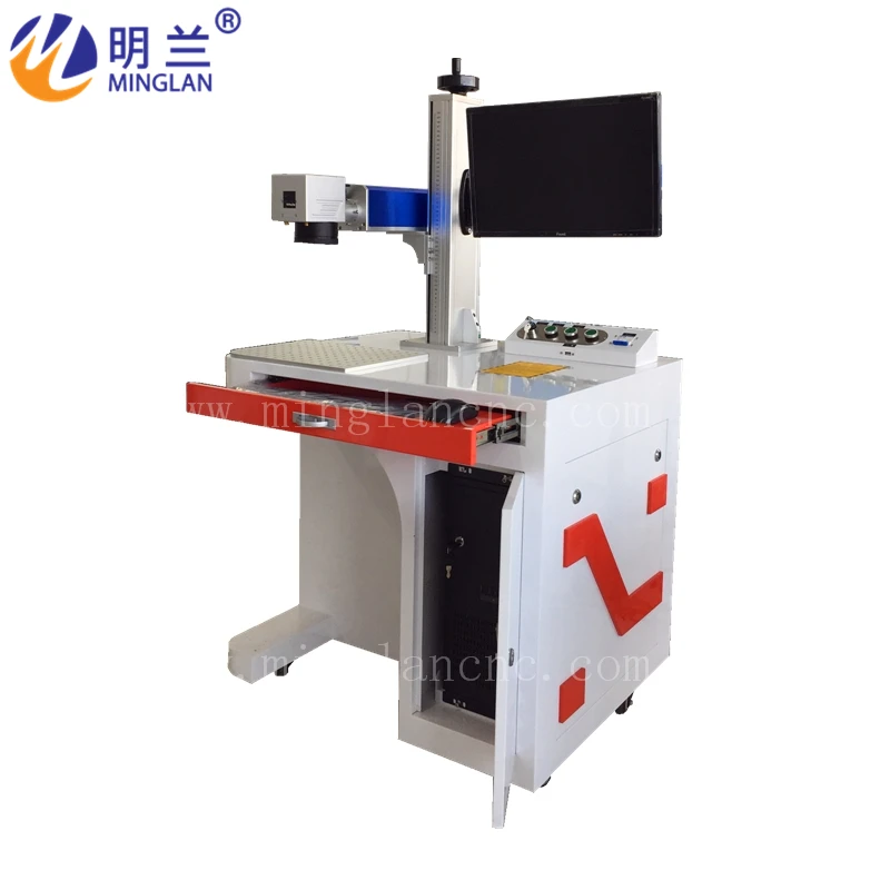 60W JPT MOPA Desk Model Optical Fiber Laser Marking Machine Rotary Option With Computer For Metal And Non-metal