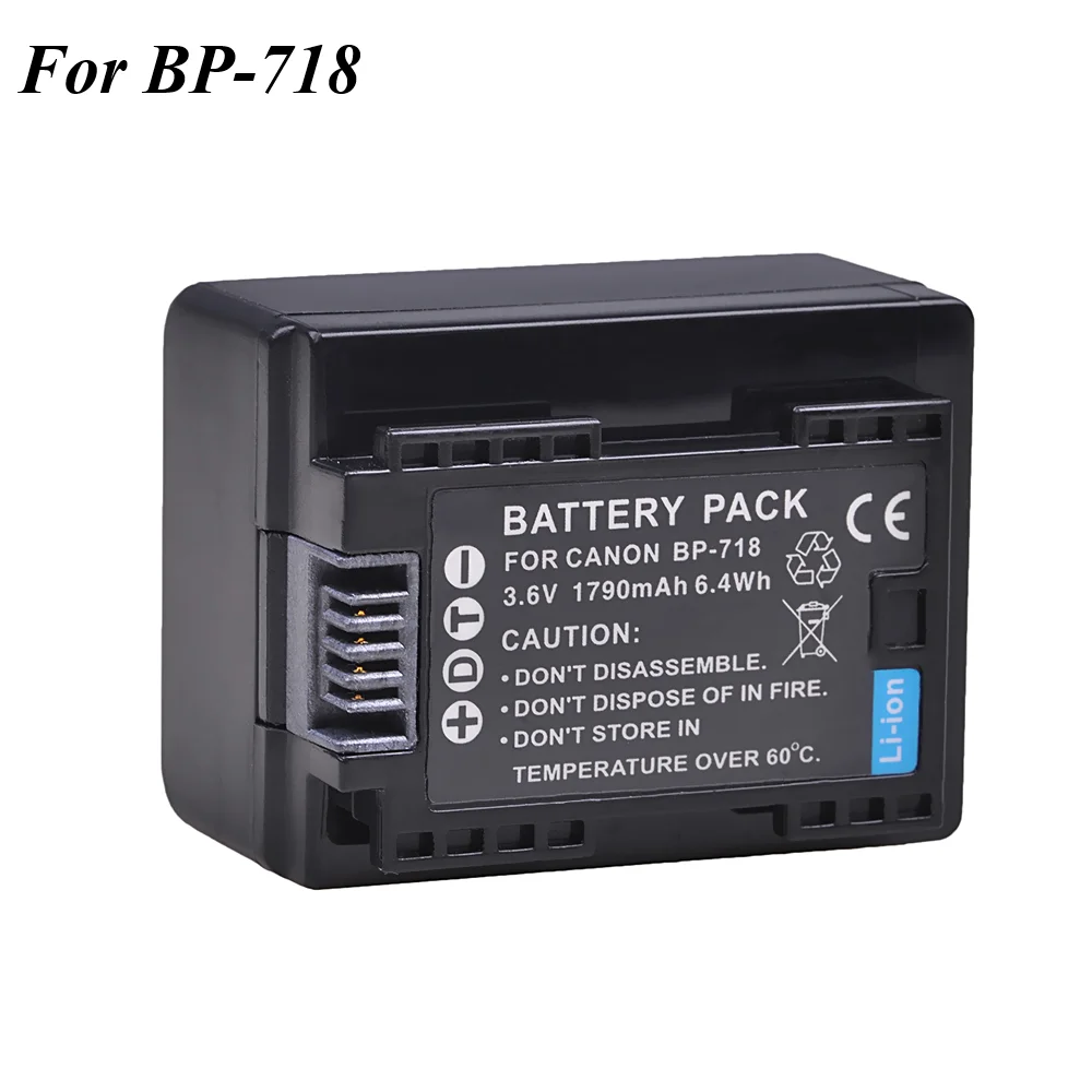 1790mAh BP-718 BP718 Li-ion Battery for Canon BP 718 BP-727 BP-709 CG-700 VIXIA HF M50 M500 M52 R300 R32 R40 R42 R50 R52 R500