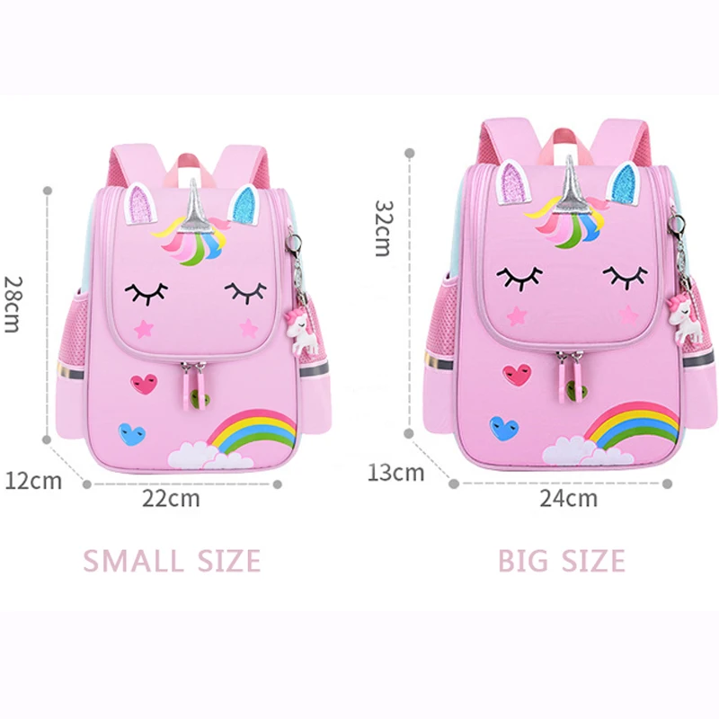 Girl School Bags Child Pink Unicorn Nylon Printing Backpack Kindergarten Student Cute Girls Children\'s Schoolbag Waterproof Kid