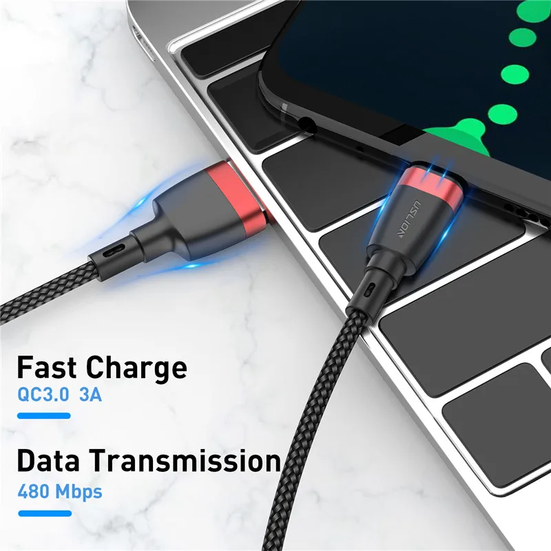 USLION USB C Cable Type C Fast Charging Cable For Xiaomi mi 11 10 redmi note 10 Micro USB Data Cord Charger For Samsung S21 A51