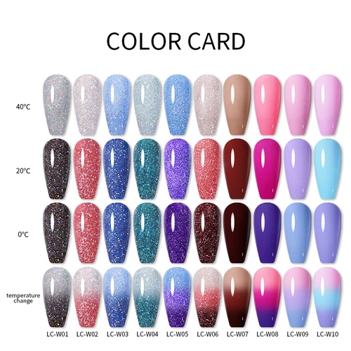 Imagen 2 del producto Esmalte de uñas en Gel térmico LILYCUTE, 3 capas de temperatura, serie que cambia de Color brillante, esmalte semipermanente de gel para uñas UV