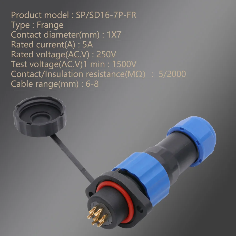 SP16 IP68 Waterproof Connector Plug and Socket 2 3 4 5 7 9PIN Connectors with 2 Hole Flange Type Plug DIY YOU Top Quality