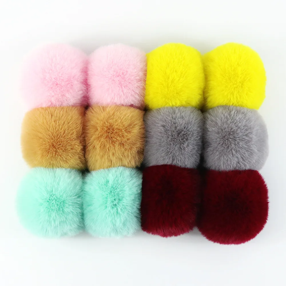 Real Rabbit Fur Pom Pom Ball for Women, DIY Hat, Cloth, Earrings, Shoes, Handbag, Key Chain Accessories, 6cm