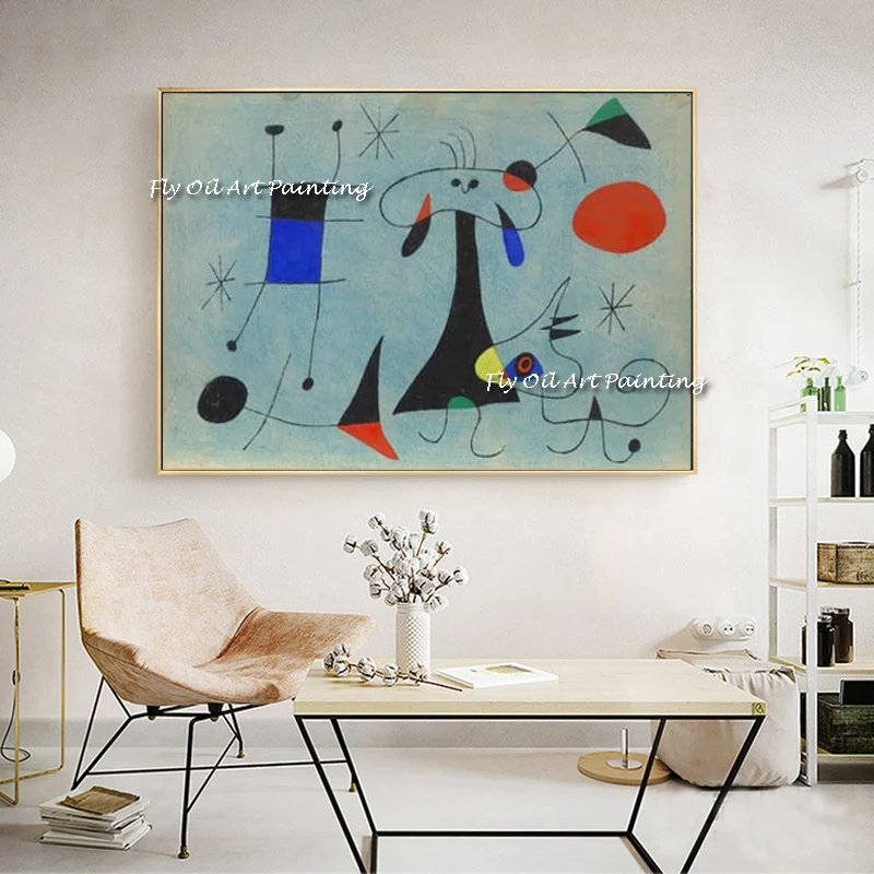 

Canvas Child 100% Handmade Oil Painting Nordic Moon Joan miro Wall Art Simple Cartoon Decoration Picture Baby Bedroom Home Decor