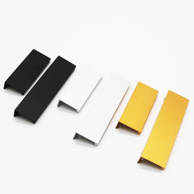Gold Black Hidden Cabinet Pulls Aluminum Alloy Kitchen Cupboard Handles Drawer Knobs Furniture Handle Bedroom Hardware