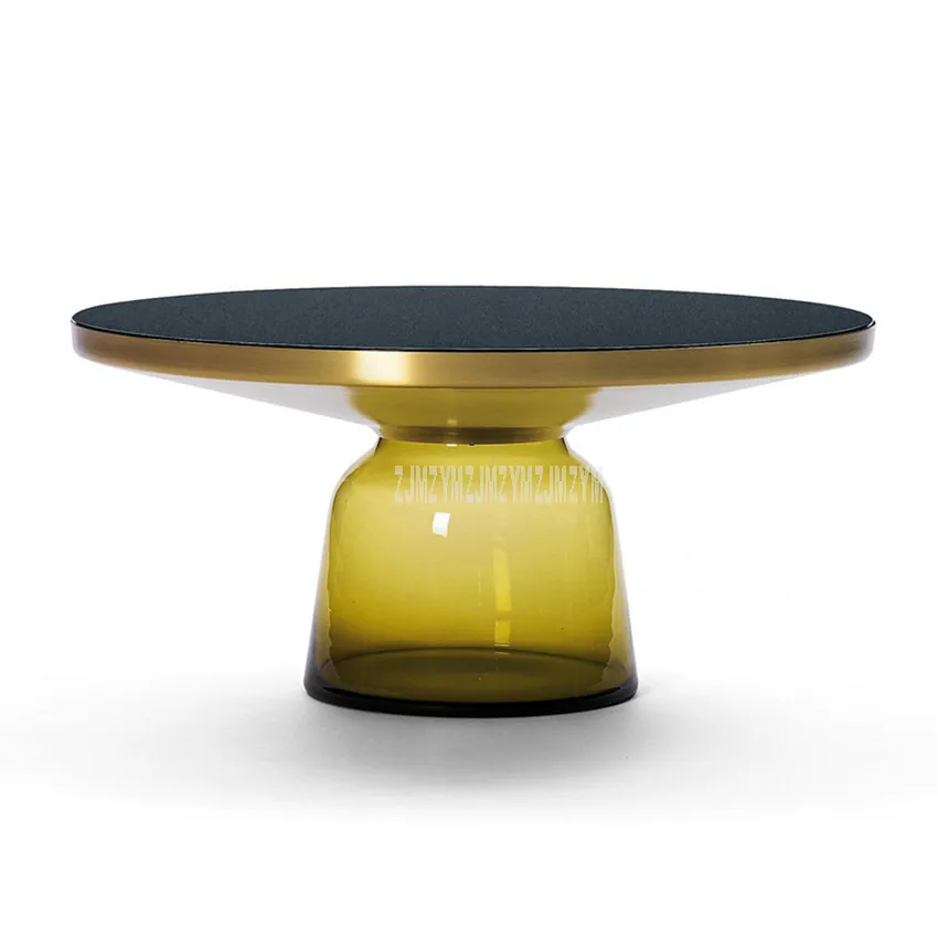 75cm Nordic Luxury Glass Tea Table Creativity Translucent Glass Bottle Leg Design Living Room Modern Round Tea Coffee Table L