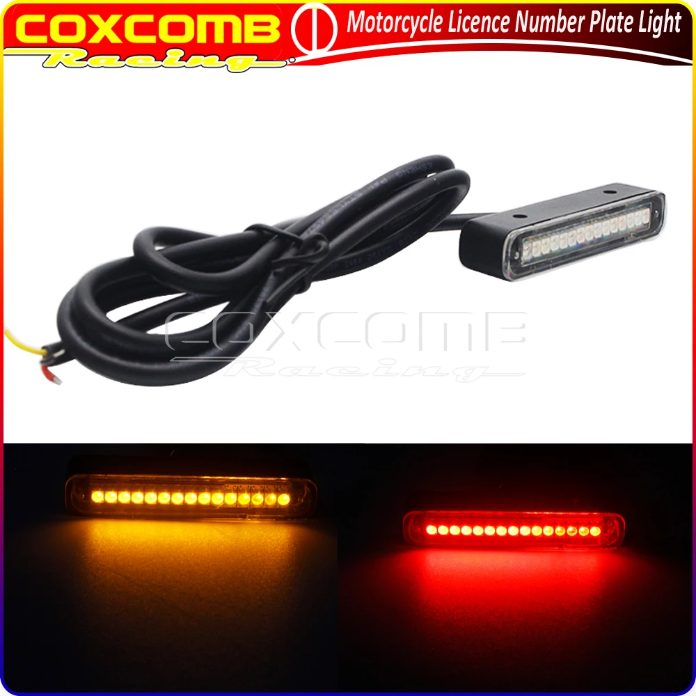 Motorcycles 12V 15LED License Plate Light Rear Turn Siganl Lamp Strip Tail Stop Brake Lights For Cars ATV Dirt Bike Scooter