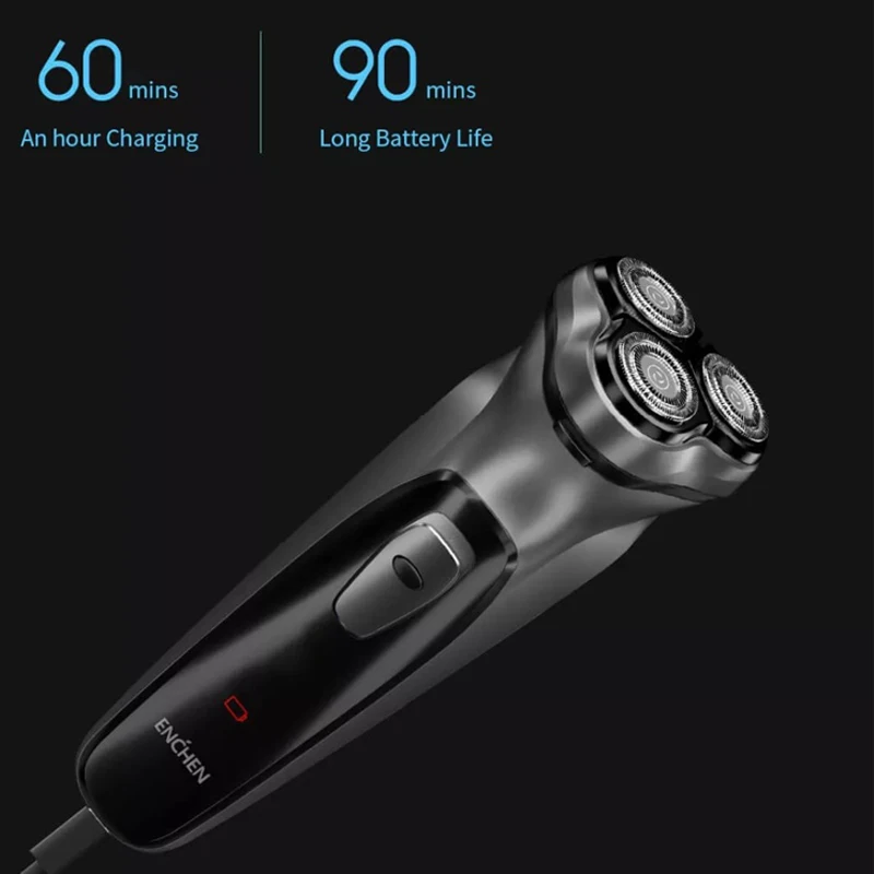 Original Enchen BlackStone 3D Electric Shaver 3 Floating Blocking Rechargeable Beard Razor Trimmer Type-C USB for Men